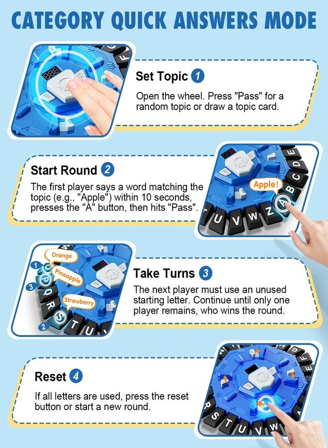 Humzo Word Game Family Board Games with Display Timer and 2 Modes, The Fast-Paced 24 Letters Pressing Games, Learning Word Game for Kids & Adults, 2-8 Players, 15-20 Minute Play Time - Image 3